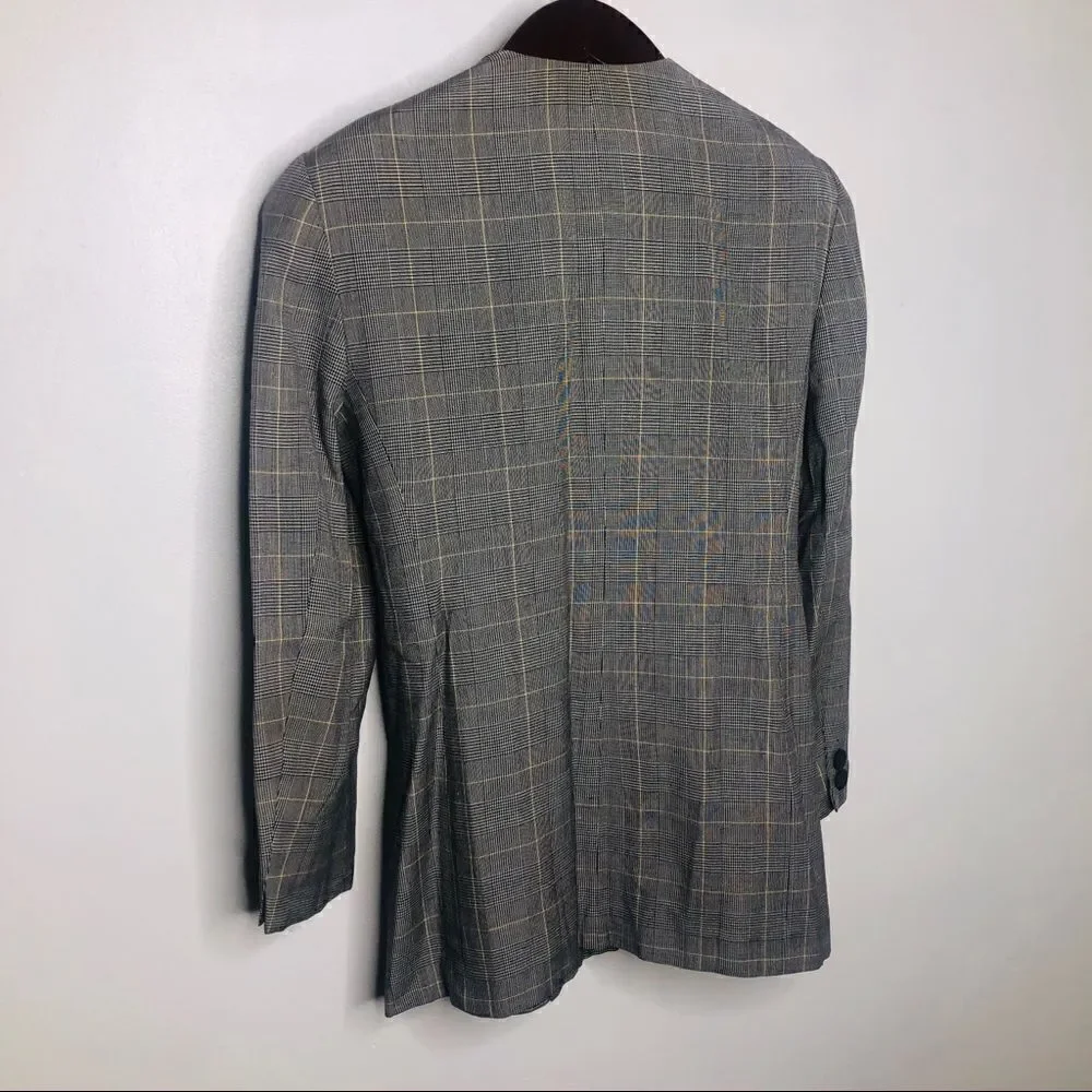 Christian Dior Vintage Plaid Check Button Blazer 8 Retro Double Structured Black